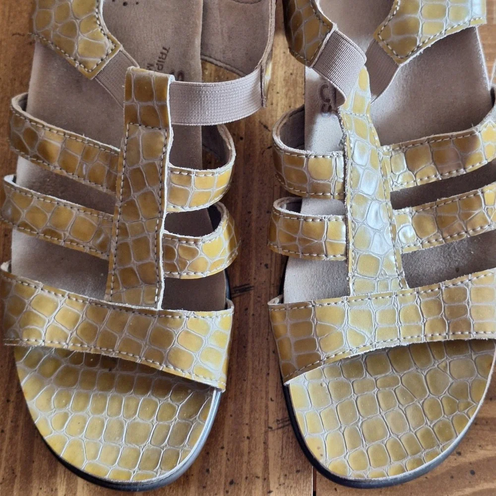 SAS Allegro Mustard Yellow Leather Slingback‎ Sandal Heels Size 8.5N Comfort